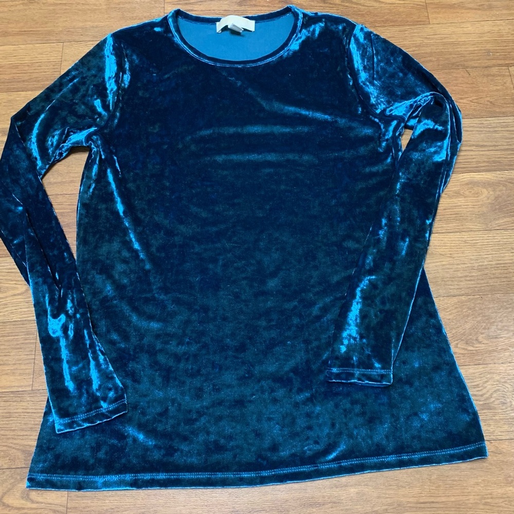 Women’s Blue Michael Kors velvet long sleeve top size medium